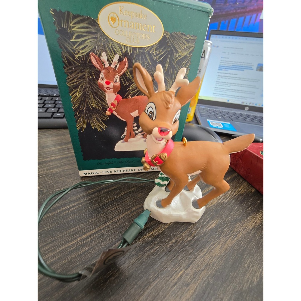 Hallmark Keepsake 1996 Rudolph Red-Nosed Reindeer Magic Light Ornament Boxed